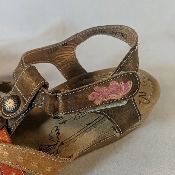 Spring Step L'Artiste Cloe Sandals 40 Leather Womens 8.5 9 Brown Tan Khaki Shoes - Picture 10 of 12